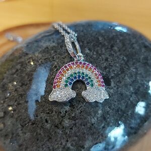 Mandala platinum plated cubic zirconia rainbow